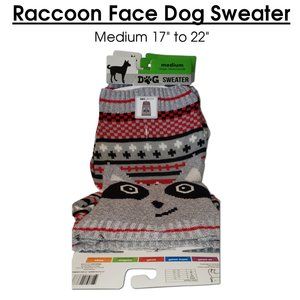 17-22" MED Raccoon Pet Sweater Gray Red Great Gift